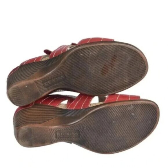 Romika Calgary 2 Wedge Sandal Red Adjustable Straps Size 38 US  7 7 5 - Picture 11 of 14